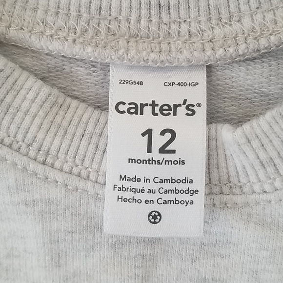 Carter's Dino Sweatshirt 12m - Picture 4 of 8